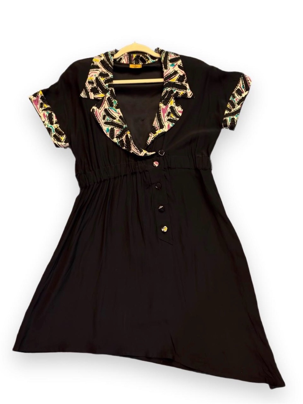 Vintage Fendi Navy Silk Asymmetrical Dress